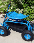 22" Blue Steel Garden Stool
