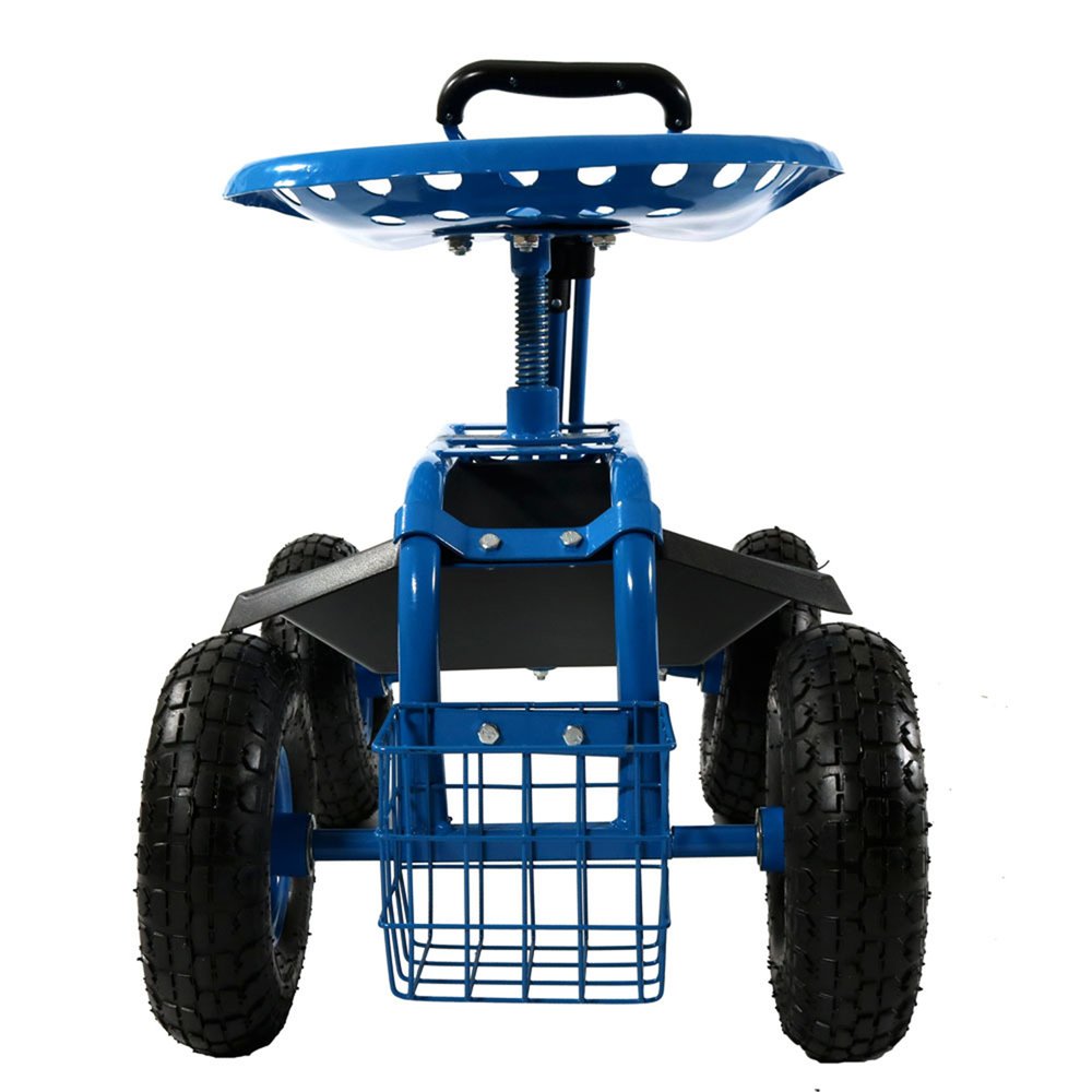 22" Blue Steel Garden Stool