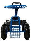 22" Blue Steel Garden Stool