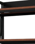 56" Black And Brown Metal and Wood Four Tier Etagere Bookcase