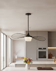 34" Black Aluminum Geometric Wavy LED Dimmable Outdoor Hanging Light