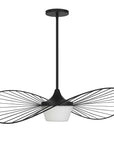 34" Black Aluminum Geometric Wavy LED Dimmable Outdoor Hanging Light