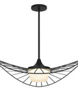 34" Black Aluminum Geometric Wavy LED Dimmable Outdoor Hanging Light