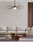 34" Black Aluminum Geometric Wavy LED Dimmable Outdoor Hanging Light