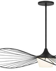 44" Black Aluminum Geometric Wavy LED Dimmable Outdoor Hanging Light