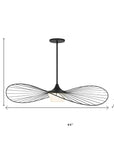 44" Black Aluminum Geometric Wavy LED Dimmable Outdoor Hanging Light