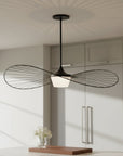 44" Black Aluminum Geometric Wavy LED Dimmable Outdoor Hanging Light