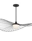 44" Black Aluminum Geometric Wavy LED Dimmable Outdoor Hanging Light
