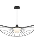 44" Black Aluminum Geometric Wavy LED Dimmable Outdoor Hanging Light