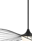 44" Black Aluminum Geometric Wavy LED Dimmable Outdoor Hanging Light