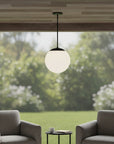 Black And White Frosted LED Dimmable Outdoor Hanging Light With Black Shades