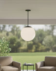 Black And White Frosted LED Dimmable Outdoor Hanging Light With Black Shades