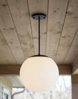 Black And White Frosted LED Dimmable Outdoor Hanging Light With Black Shades