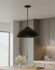 22" Black Aluminum Geometric LED Dimmable Outdoor Pendent Hanging Light