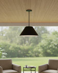 22" Black Aluminum Cone LED Dimmable Outdoor Pendent Hanging Light