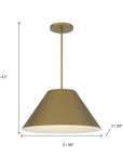 22" Antiqued Brass Aluminum Cone LED Dimmable Outdoor Pendent Hanging Light