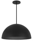 24" Black Aluminum Dome LED Dimmable Outdoor Pendent Hanging Light