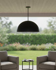 32" Black Aluminum Dome LED Dimmable Outdoor Pendent Hanging Light