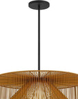 Natural And Black Rattan And Metal LED Dimmable Outdoor Hanging Pendent Light
