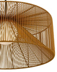 Natural And Black Rattan And Metal LED Dimmable Outdoor Hanging Pendent Light