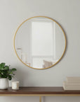 31" Gold Metal Round Framed Accent Mirror