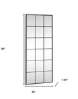 69" Black Metal Windowpane Framed Full Length Mirror