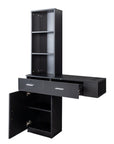 40" Black Wood Mirrored Two Drawer Vanity Table