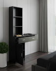 40" Black Wood Mirrored Two Drawer Vanity Table