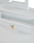 36" White Wood Mirrored Five Drawer Vanity Table
