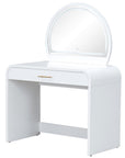 39" White Wood Mirrored Vanity Table And Lights