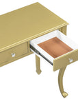39" Brown Wood Mirrored Three Drawer Vanity Table