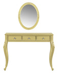 39" Brown Wood Mirrored Three Drawer Vanity Table