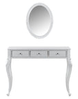 39" Silver Wood Mirrored Three Drawer Vanity Table