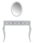 39" Silver Wood Mirrored Three Drawer Vanity Table