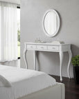 39" Silver Wood Mirrored Three Drawer Vanity Table
