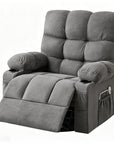 39" Gray Tufted Chenille Heated Massage Manual Rocker And Swivel Recliner With USB