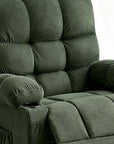 39" Dark Green Tufted Chenille Heated Massage Manual Rocker And Swivel Recliner With USB