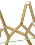 35" Clear and Gold Glass and Steel Square Dining Table