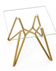 35" Clear and Gold Glass and Steel Square Dining Table