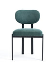 Set of Two Salmon and Black Chenille And Metal Partially Open Back Dining Side Chairs