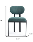 Set of Two Salmon and Black Chenille And Metal Partially Open Back Dining Side Chairs