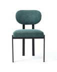 Set of Two Salmon and Black Chenille And Metal Partially Open Back Dining Side Chairs