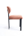 Set of Two Salmon and Black Chenille And Metal Partially Open Back Dining Side Chairs