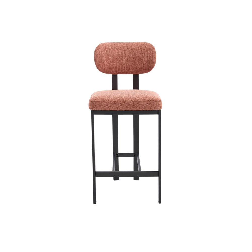 Set of Two 26" White And Black Fabric And Steel Low Back Counter Height Bar Chairs