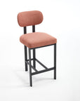 Set of Two 26" White And Black Fabric And Steel Low Back Counter Height Bar Chairs