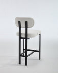 Set of Two 26" White And Black Fabric And Steel Low Back Counter Height Bar Chairs