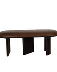 48" Brown Genuine Leather and Solid Wood Upholstered Bench