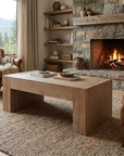 49" Natural Wood Chunky Rectangular Coffee Table