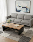 48" Natural and Black Wood Floating Frame Coffee Table