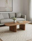 47" Natural Wood Free Form Double Pedestal Coffee Table